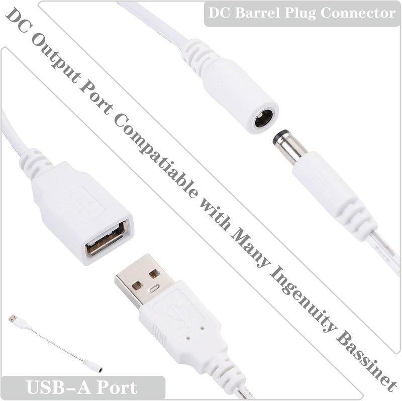 CSDWELL Baby Swing Power Cord USB,Baby Swing Charger USB,Compatible with Ingenuity Swing for InLighten,InLighten Soothing,Anyway Sway,ConvertMe,Swing n Go Deluxe,SimpleComfort,Cozy Spot,Every Season - Image 2